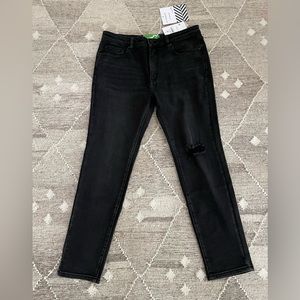 Sandrine Rose (Free People), black distressed jeans, NWT, Size 30, MSRP $178